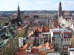 Wrocław, widok na rynek z Mostku Czarownic